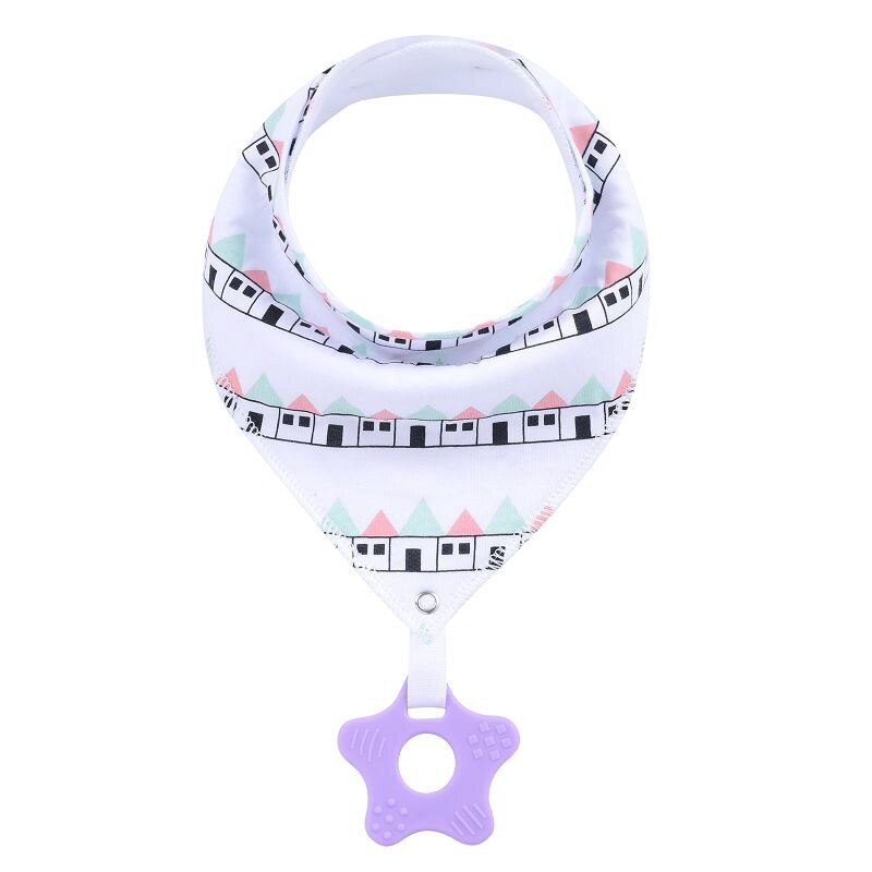 Drool Bib Bandana with Silicone Teether